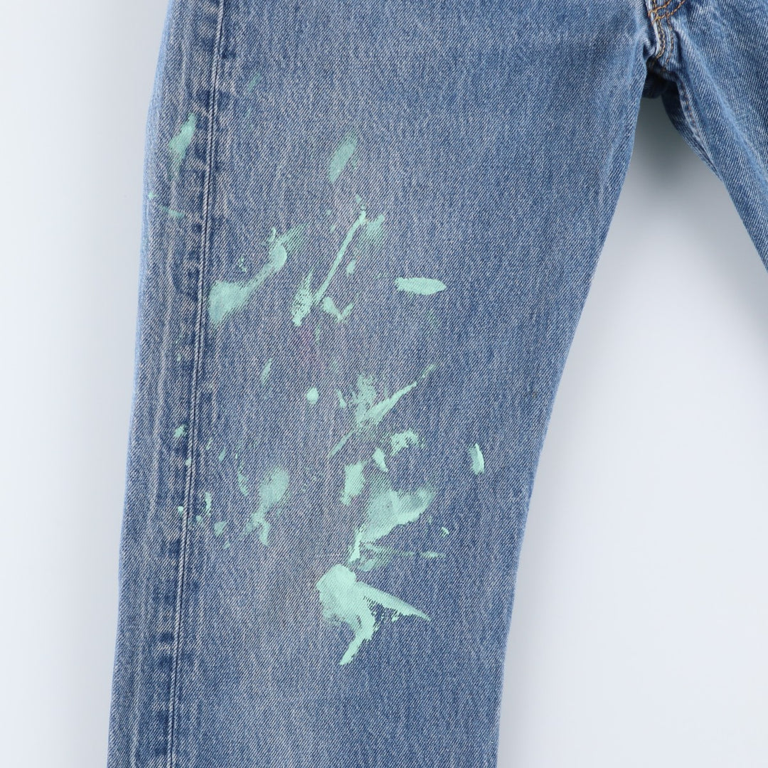 Levi's 501 Straight Leg Button-Fly Painted Denim Pants, Men's Size W30 cotton blue type Vintage Second Hand