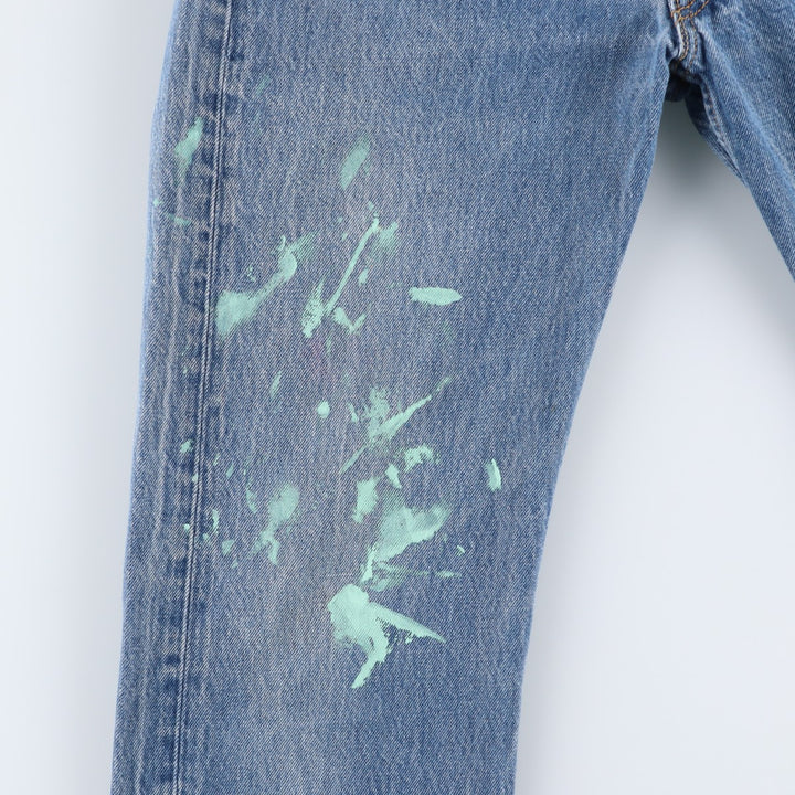 Levi's 501 Straight Leg Button-Fly Painted Denim Pants, Men's Size W30 cotton blue type Vintage Second Hand