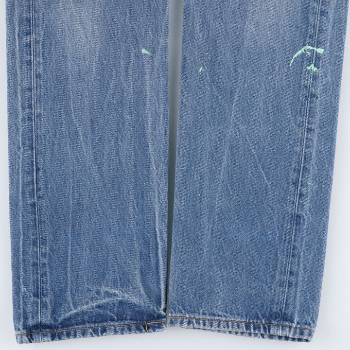 Levi's 501 Straight Leg Button-Fly Painted Denim Pants, Men's Size W30 cotton blue type Vintage Second Hand