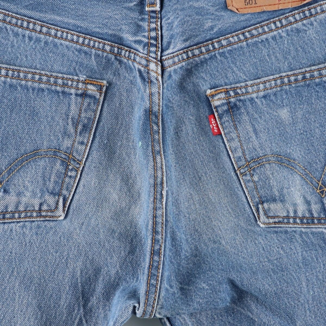 Levi's 501 Straight Leg Button-Fly Painted Denim Pants, Men's Size W30 cotton blue type Vintage Second Hand