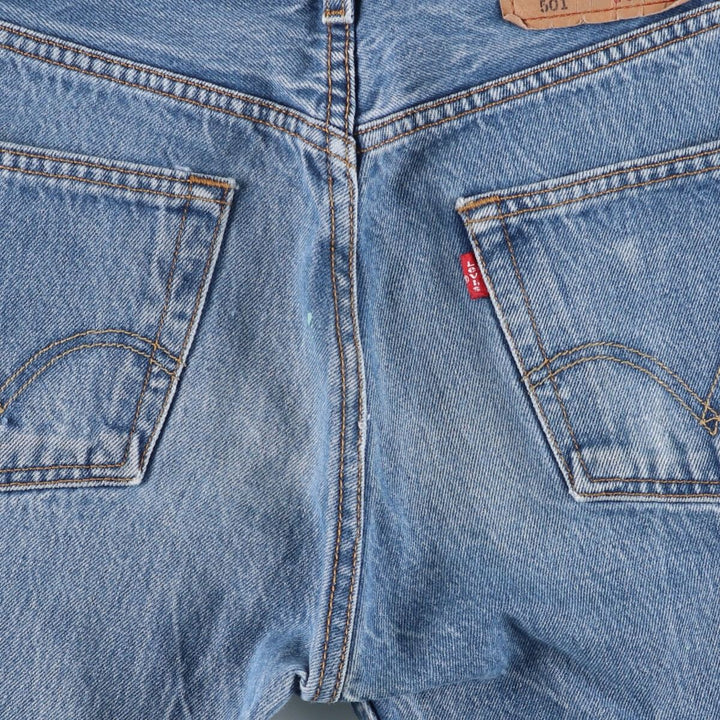 Levi's 501 Straight Leg Button-Fly Painted Denim Pants, Men's Size W30 cotton blue type Vintage Second Hand