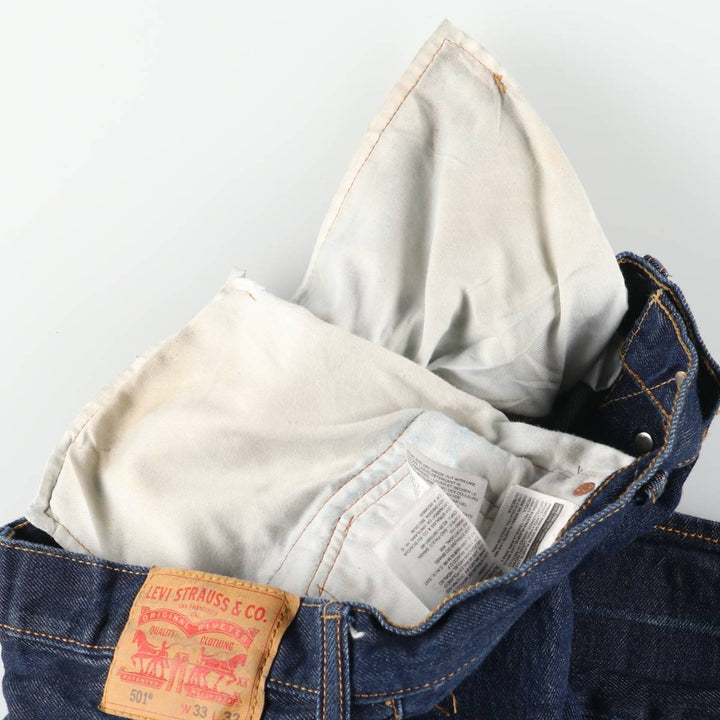 Levi's 501 straight denim pants for men, size W32 cotton navy blue type Vintage Second Hand