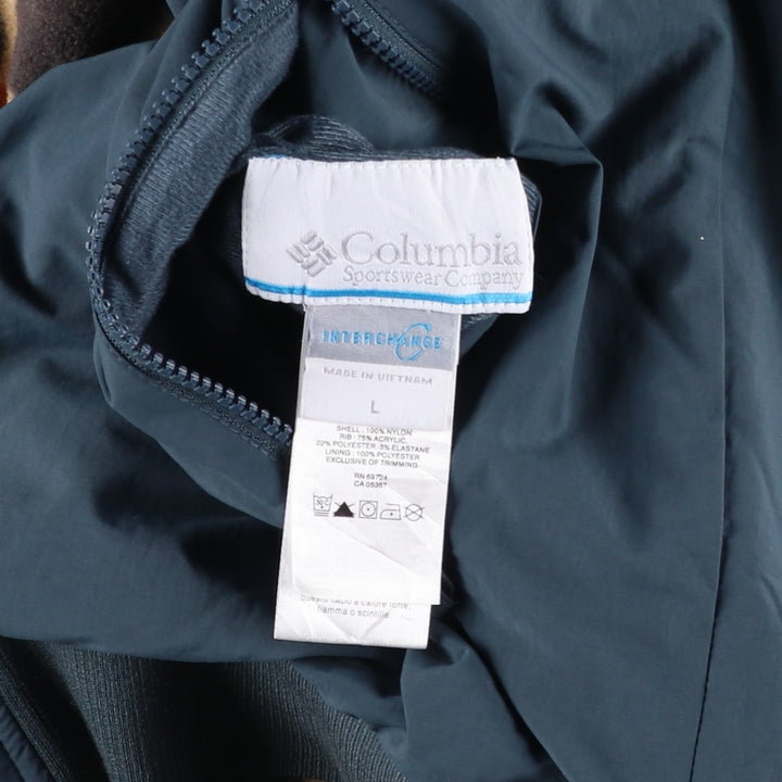 Columbia Camouflage Pattern Reversible Fleece and Nylon Parka, Men's Size L Nylon blue type Vintage Second Hand
