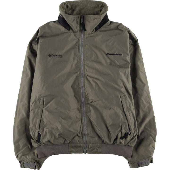 90s-00'S Vintage Columbia Budweiser Padded Puffer Jacket, Men's Size L Nylon Khaki type Vintage Second Hand