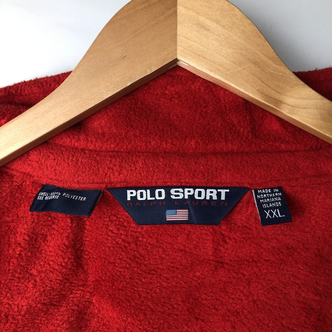 Ralph Lauren POLO SPORT Swing-Top Fleece Jacket, Men's XXL polyester red type Vintage Second Hand