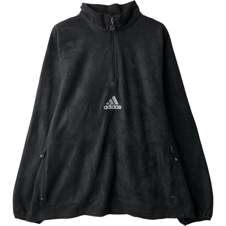 Vintage 90'S Adidas half-zip fleece pullover, men's size XL polyester black type Vintage Second Hand