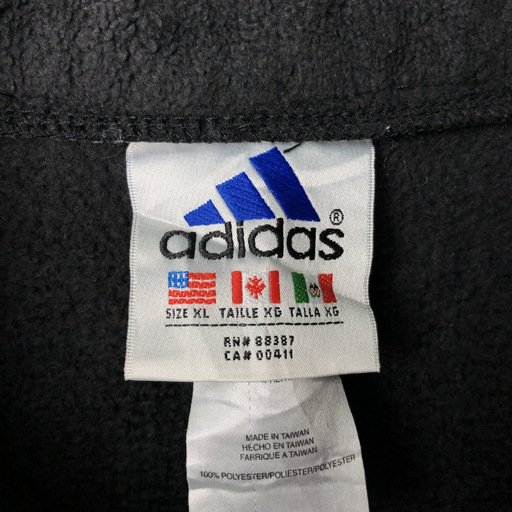 Vintage 90'S Adidas half-zip fleece pullover, men's size XL polyester black type Vintage Second Hand