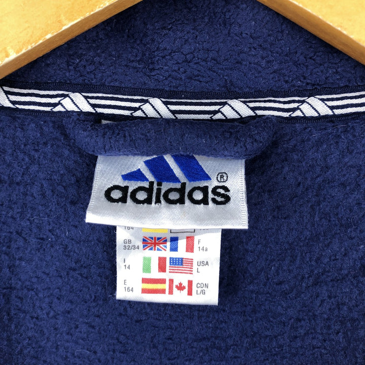 90'S Adidas Fleece Jacket, Men's Size L, Vintage polyester blue type Vintage Second Hand