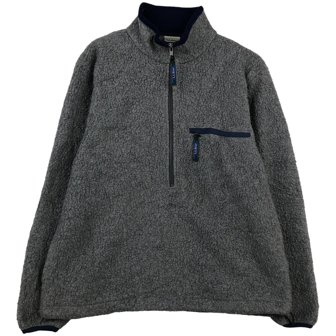 1990'S LLBean Half-Zip Fleece Pullover, Men's Size Medium, Vintage unclear gray type Vintage Second Hand