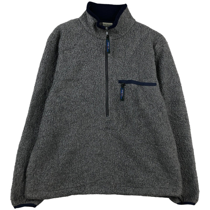 1990'S LLBean Half-Zip Fleece Pullover, Men's Size Medium, Vintage unclear gray type Vintage Second Hand