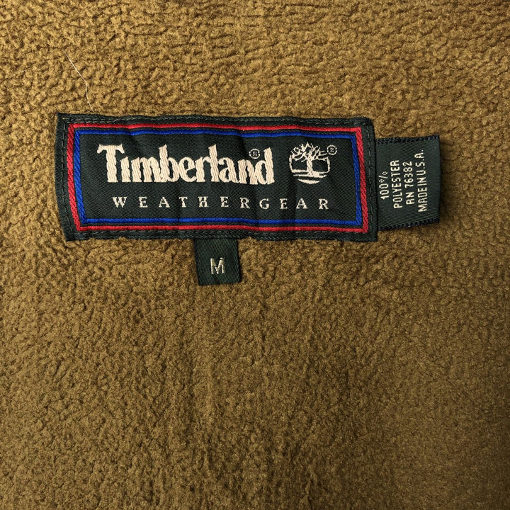 Vintage 90'S Timberland collared fleece jacket, made in the USA, size M, men's polyester Khaki type Vintage Second Hand