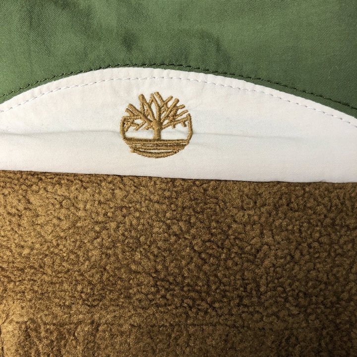 Vintage 90'S Timberland collared fleece jacket, made in the USA, size M, men's polyester Khaki type Vintage Second Hand