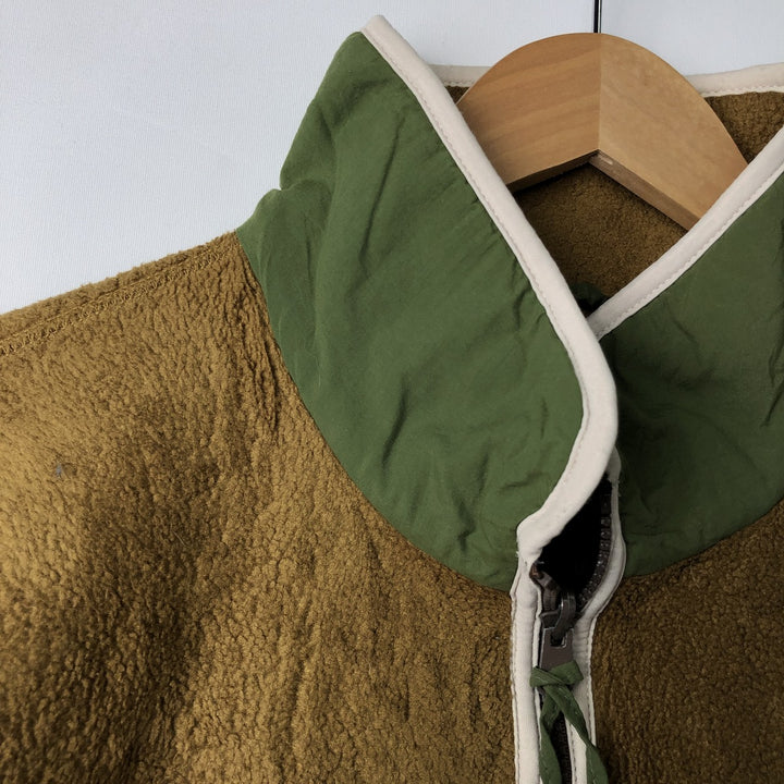 Vintage 90'S Timberland collared fleece jacket, made in the USA, size M, men's polyester Khaki type Vintage Second Hand