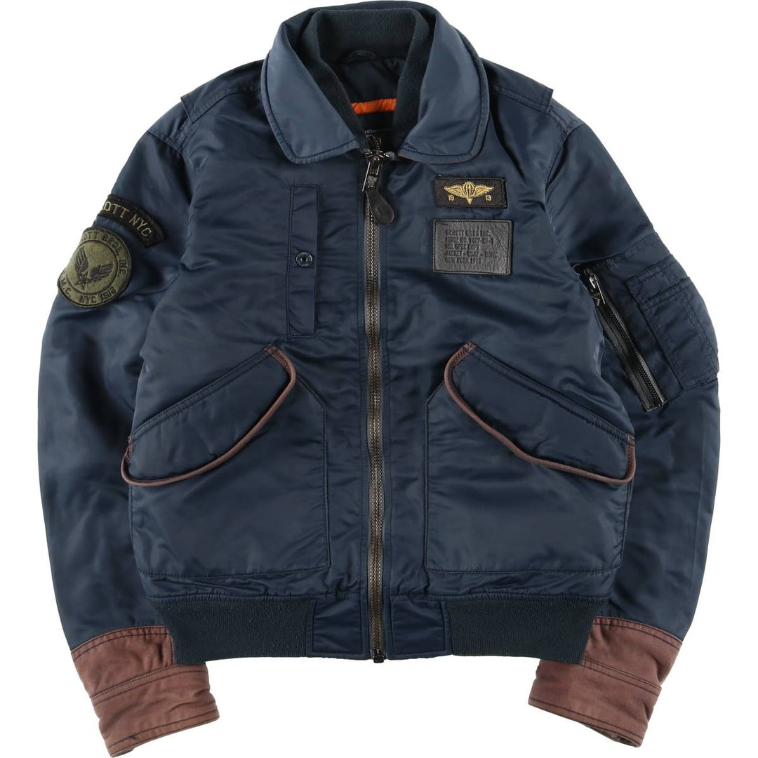 Civilian SCHOTT CWU-R Type Padded Military Flight Jacket, Men's Size Small Nylon navy blue type Vintage Second Hand
