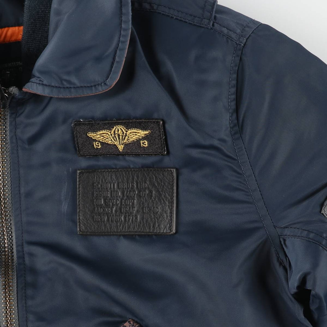 Civilian SCHOTT CWU-R Type Padded Military Flight Jacket, Men's Size Small Nylon navy blue type Vintage Second Hand