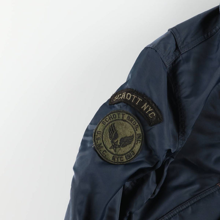 Civilian SCHOTT CWU-R Type Padded Military Flight Jacket, Men's Size Small Nylon navy blue type Vintage Second Hand