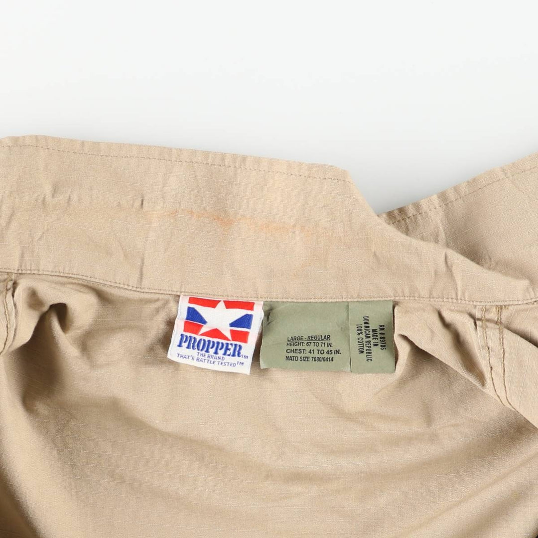 Civilian Ripstop PROPPER Military Combat Jacket, Men's Size L cotton Beige type Vintage Second Hand
