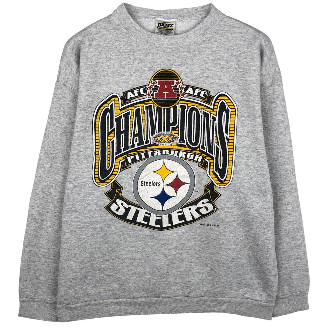 Vintage 1990'S TULTEX NFL Pittsburgh Steelers Print Sweatshirt, Made in USA, Men's Size L cotton gray type Vintage Second Hand