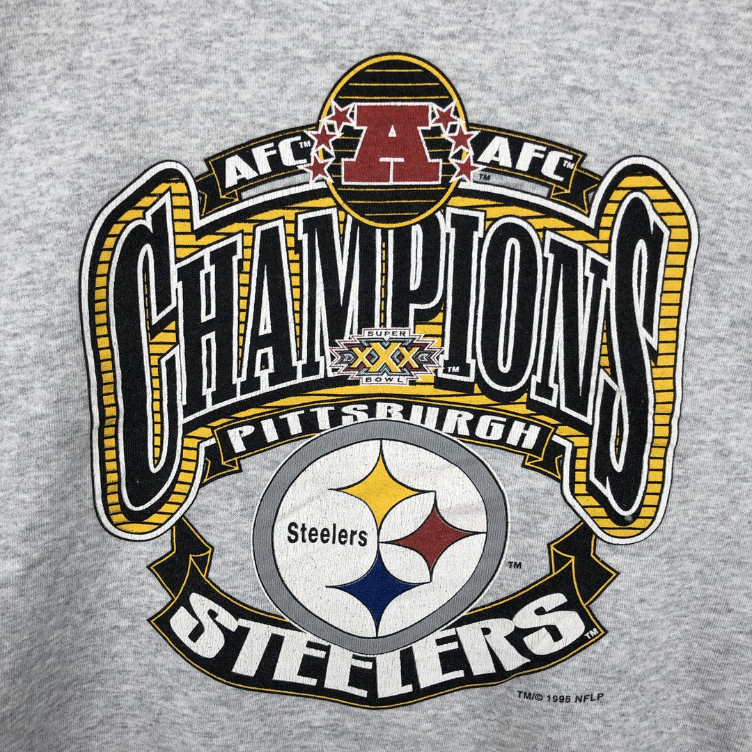 Vintage 1990'S TULTEX NFL Pittsburgh Steelers Print Sweatshirt, Made in USA, Men's Size L cotton gray type Vintage Second Hand