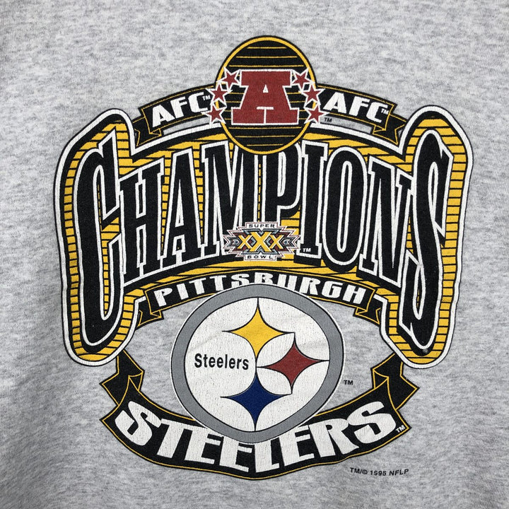 Vintage 1990'S TULTEX NFL Pittsburgh Steelers Print Sweatshirt, Made in USA, Men's Size L cotton gray type Vintage Second Hand