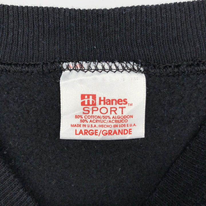 Vintage 90'S Hanes SPORT college sweatshirt, made in the USA, size L, men's cotton black type Vintage Second Hand