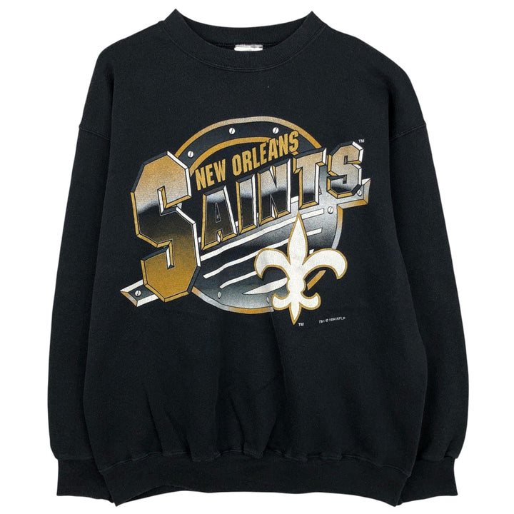 90'S Official Fan NFL New Orleans Saints Printed Sweatshirt, Made in USA, Men's Size L polyester black type Vintage Second Hand