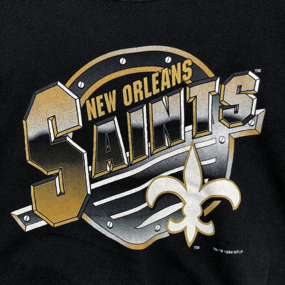 90'S Official Fan NFL New Orleans Saints Printed Sweatshirt, Made in USA, Men's Size L polyester black type Vintage Second Hand