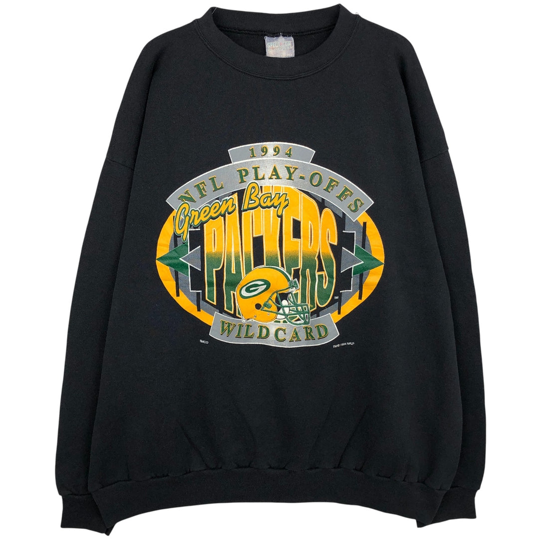 Vintage 90'S Spectator NFL Green Bay Packers Print Sweatshirt, Made in USA, Men's XXL cotton black type Vintage Second Hand