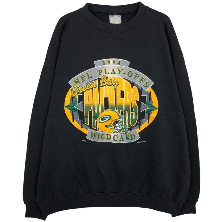 Vintage 90'S Spectator NFL Green Bay Packers Print Sweatshirt, Made in USA, Men's XXL cotton black type Vintage Second Hand