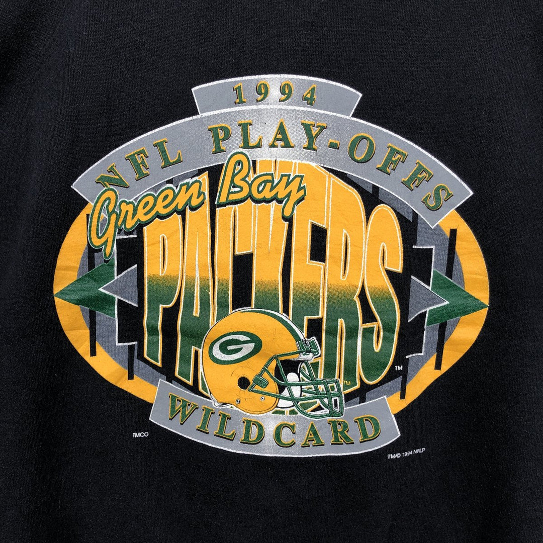 Vintage 90'S Spectator NFL Green Bay Packers Print Sweatshirt, Made in USA, Men's XXL cotton black type Vintage Second Hand