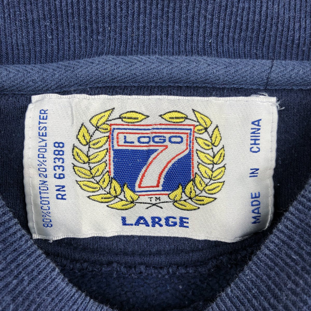 Vintage 1990'S Logo Seven MLB Atlanta Braves printed sweatshirt, size L, men's cotton navy blue type Vintage Second Hand