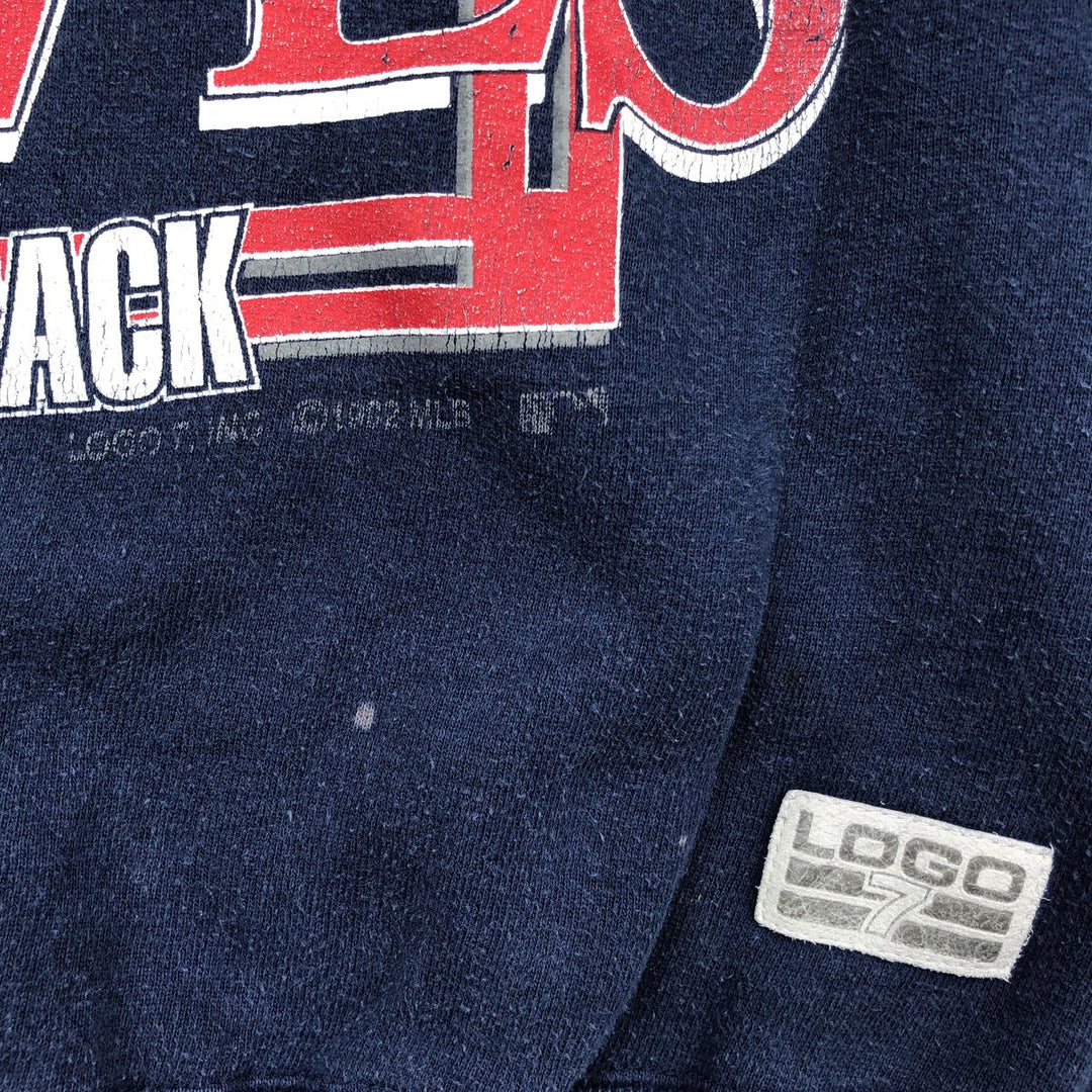 Vintage 1990'S Logo Seven MLB Atlanta Braves printed sweatshirt, size L, men's cotton navy blue type Vintage Second Hand