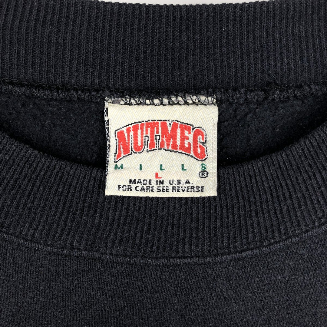 90'S NUTMEG NFL Pittsburgh Steelers Print Sweatshirt, Made in USA, Men's Size L (Equivalent), Vintage cotton black type Vintage Second Hand
