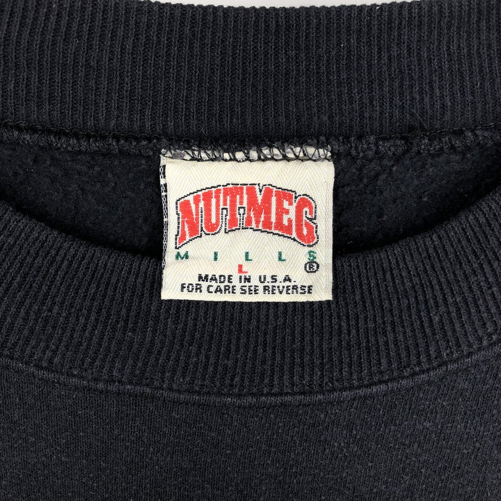 90'S NUTMEG NFL Pittsburgh Steelers Print Sweatshirt, Made in USA, Men's Size L (Equivalent), Vintage cotton black type Vintage Second Hand