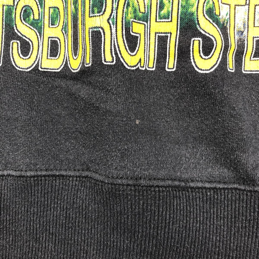 90'S NUTMEG NFL Pittsburgh Steelers Print Sweatshirt, Made in USA, Men's Size L (Equivalent), Vintage cotton black type Vintage Second Hand