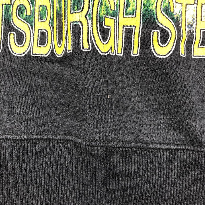 90'S NUTMEG NFL Pittsburgh Steelers Print Sweatshirt, Made in USA, Men's Size L (Equivalent), Vintage cotton black type Vintage Second Hand