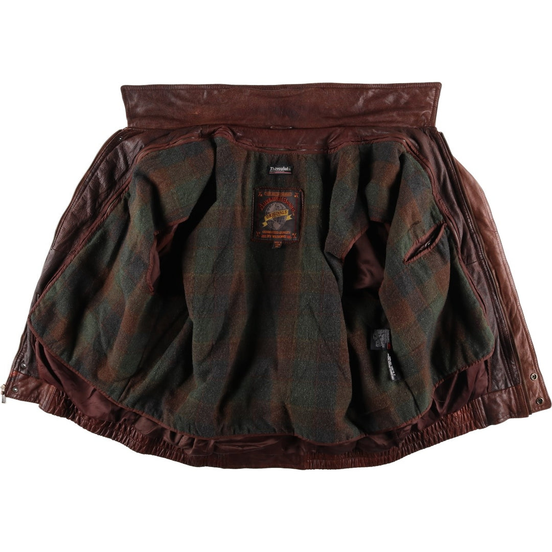 90'S Wilson's Adventure Bound padded leather jacket, men's size XL, vintage genuine leather brown type Vintage Second Hand