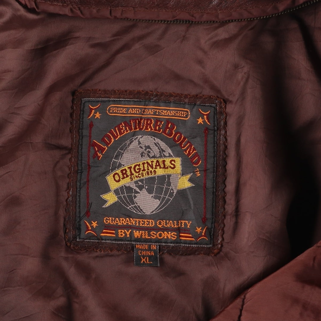 90'S Wilson's Adventure Bound padded leather jacket, men's size XL, vintage genuine leather brown type Vintage Second Hand