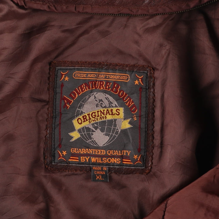 90'S Wilson's Adventure Bound padded leather jacket, men's size XL, vintage genuine leather brown type Vintage Second Hand