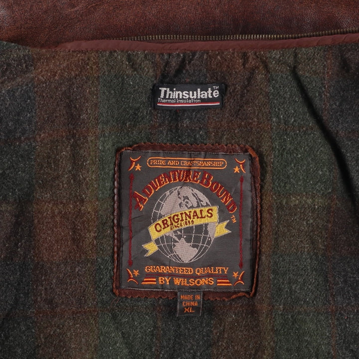 90'S Wilson's Adventure Bound padded leather jacket, men's size XL, vintage genuine leather brown type Vintage Second Hand