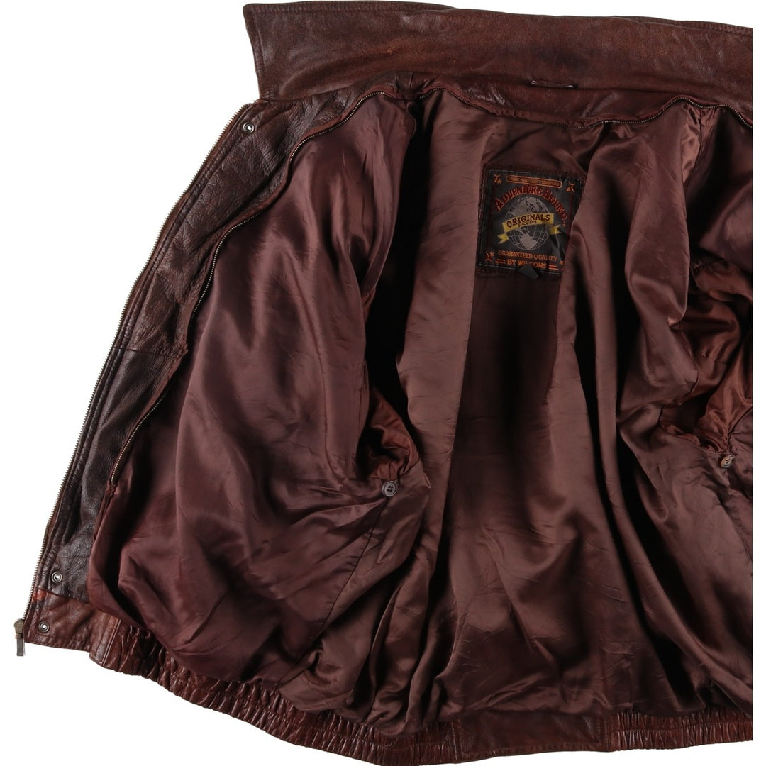 90'S Wilson's Adventure Bound padded leather jacket, men's size XL, vintage genuine leather brown type Vintage Second Hand