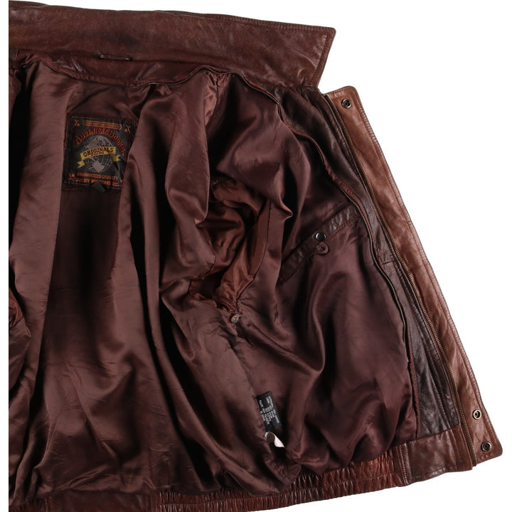 90'S Wilson's Adventure Bound padded leather jacket, men's size XL, vintage genuine leather brown type Vintage Second Hand