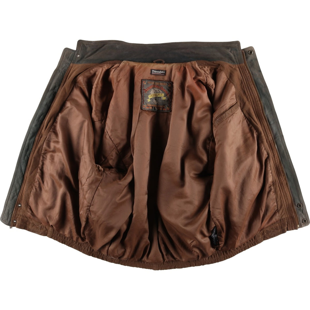 1990'S Vintage Wilson's Adventure Bound Padded Leather Blouson, Men's Size L genuine leather brown type Vintage Second Hand