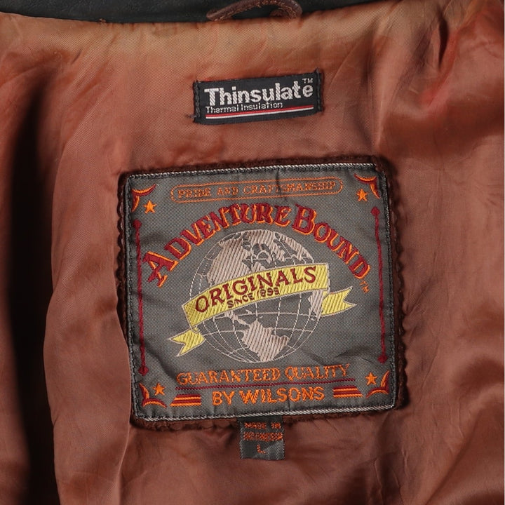 1990'S Vintage Wilson's Adventure Bound Padded Leather Blouson, Men's Size L genuine leather brown type Vintage Second Hand
