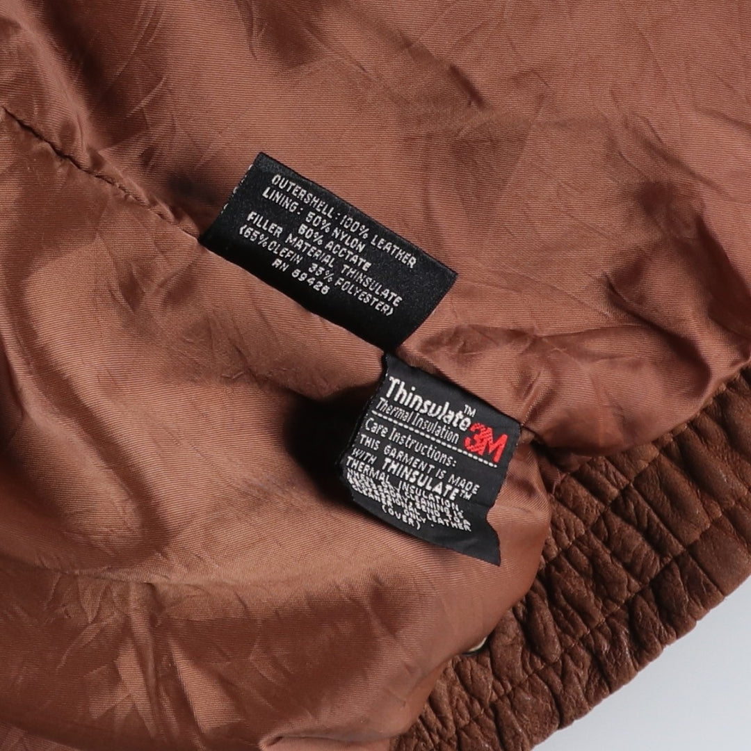 1990'S Vintage Wilson's Adventure Bound Padded Leather Blouson, Men's Size L genuine leather brown type Vintage Second Hand