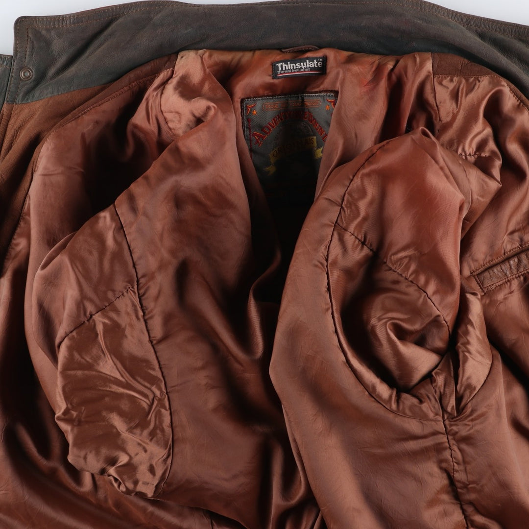 1990'S Vintage Wilson's Adventure Bound Padded Leather Blouson, Men's Size L genuine leather brown type Vintage Second Hand