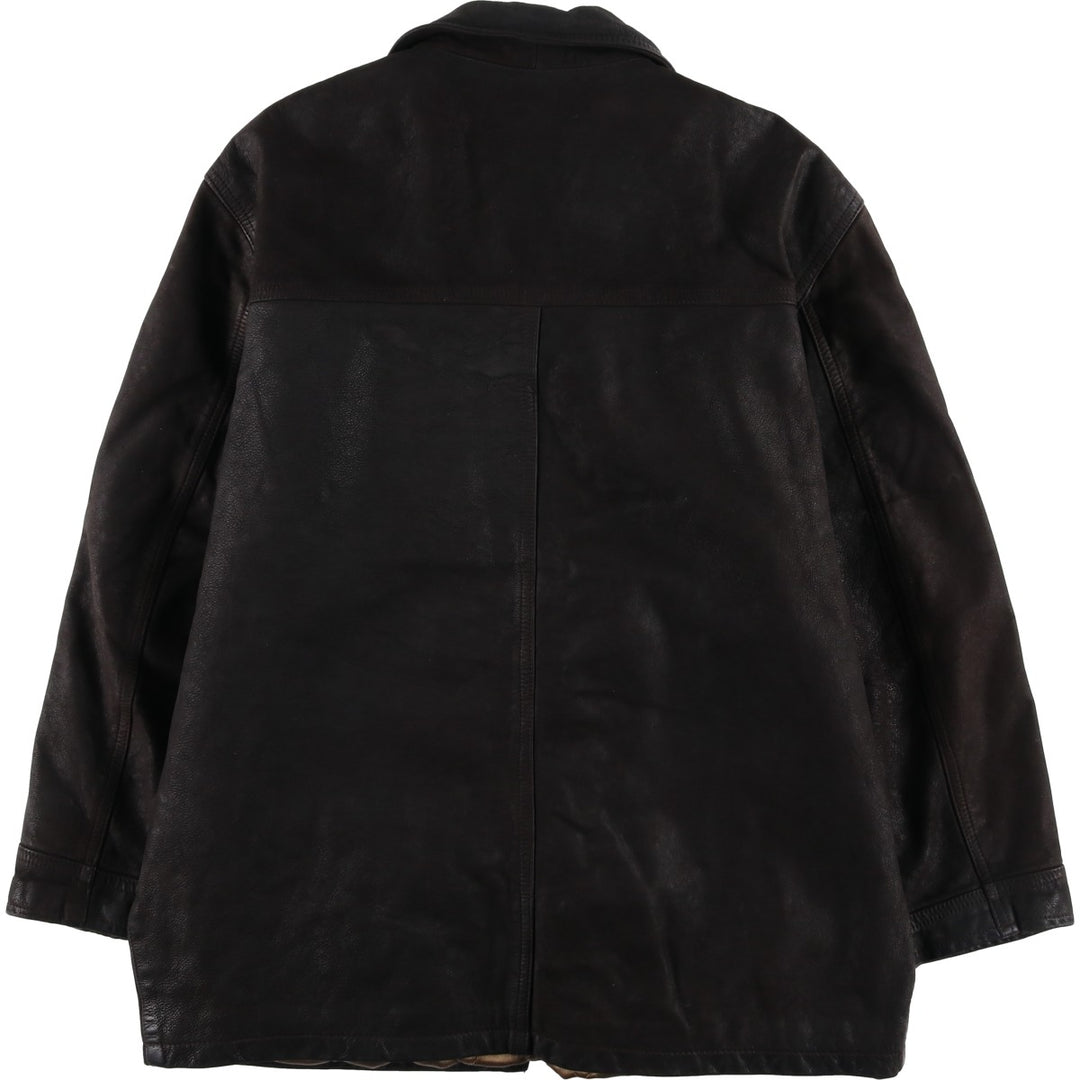 BIKER'S Padded Leather Jacket, Made in France, Men's Size L genuine leather black type Vintage Second Hand