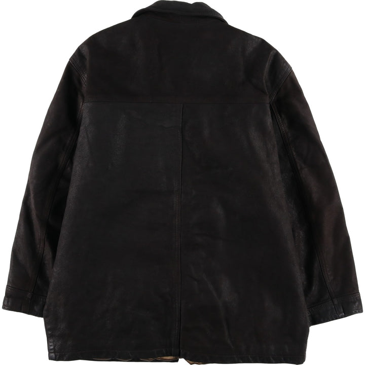 BIKER'S Padded Leather Jacket, Made in France, Men's Size L genuine leather black type Vintage Second Hand