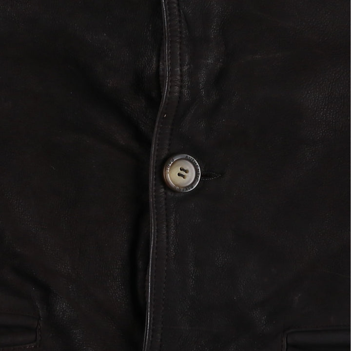 BIKER'S Padded Leather Jacket, Made in France, Men's Size L genuine leather black type Vintage Second Hand