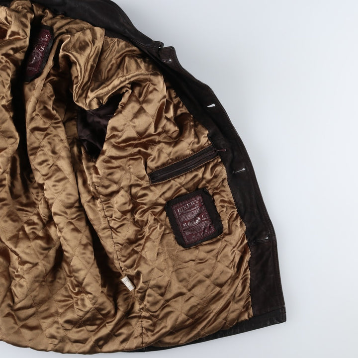 BIKER'S Padded Leather Jacket, Made in France, Men's Size L genuine leather black type Vintage Second Hand